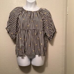 Old Navy Black and White Gingham Women's Top XL